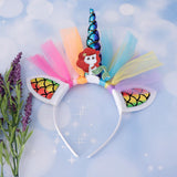 Max Unicorn Horn Mermaid Tulle Headband Adult Kids Cosplay Party Fancy Dress Red