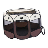Maxbell Oxford Cloth Foldable Pet Playpen Zippered Mesh for Rabbit Kitten Cat Coffee Beige