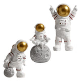 Maxbell 3 Pieces Modern Spaceman Figurines Astronaut Statue for Office Bedroom Table Aureate