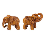 Maxbell Elephants Statues Brown Mini Animals Thai for Bookshelf Living Room Tabletop 2 pieces