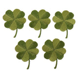 Maxbell Pack of 5 Embroidered Iron on Patches Badge Cloth Stickers Four Leaf Clover