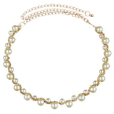 Maxbell Ladies Pearl Metal Waist Chain Belt Charm Belt Gold for Women Dress Clothes