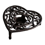 Maxbell Rustic Cast Iron Teapot Warmer Stable Graceful Hollow Out for Balcony Patio Heart