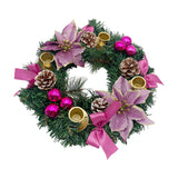 Maxbell 12inch Christmas Advent Wreath with Candle Holder for Church Christmas Pink