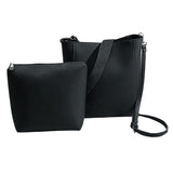 Maxbell 2 Piece Women PU Leather Crossbody Handbag Set Bucket Bag Clutch Black