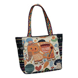 Maxbell Women Canvas Shoulder Bag Vacation Lightweight Shopping Bag Satchel Casual Orange Elephant