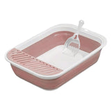 Maxbell Cat Litter Box Open Top Easily to Clean Kitty Litterbox Large with Scooper Pink