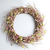 Max Handmade Straw Flower Wreath Natural Wreath Farmhouse Garland Pink