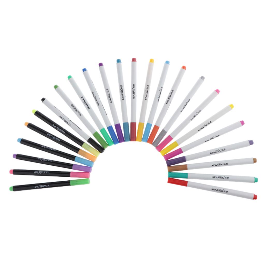 Maxbell 24x Fabric Marker Pens 2.0mm Waterproof DIY T-shirt Shoe Bag Painting Decor