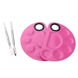 Maxbell 2pcs Nail Art Paint Makeup Foundation Mixing Palette w/ Spatula Sticks Set Pink