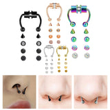 Maxbell 5 Set Magnetic Fake Nose Ring Nose Jewelry Stainless Steel Nose Hoop Ring