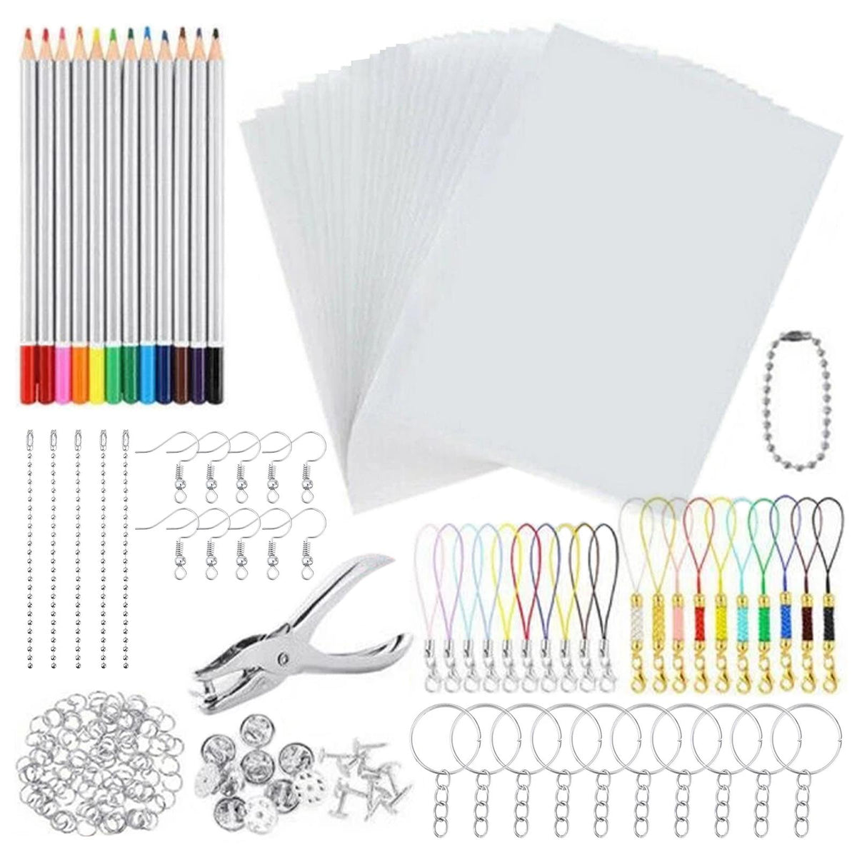 Maxbell Heat Shrink Plastic Sheets Set Shrinky Film for Keychain 198 Pieces