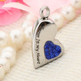 Maxbell Stainless Steel Crystal Memorial Urn Pendant Cremation Ashes Keepsake Blue