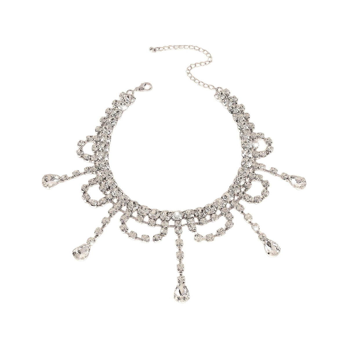 Maxbell Neckchain Fashion Decoration Exquisite Sexy Pendant for Wedding Party Bridal Argent