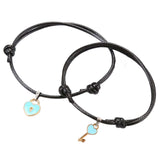 Maxbell Heart Decor Matching Bracelets Set for Women Men Delicate Accessory Blue
