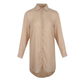 Maxbell Solid Long Sleeves Button Down Chiffon Shirt Dress Blouse XL Khaki