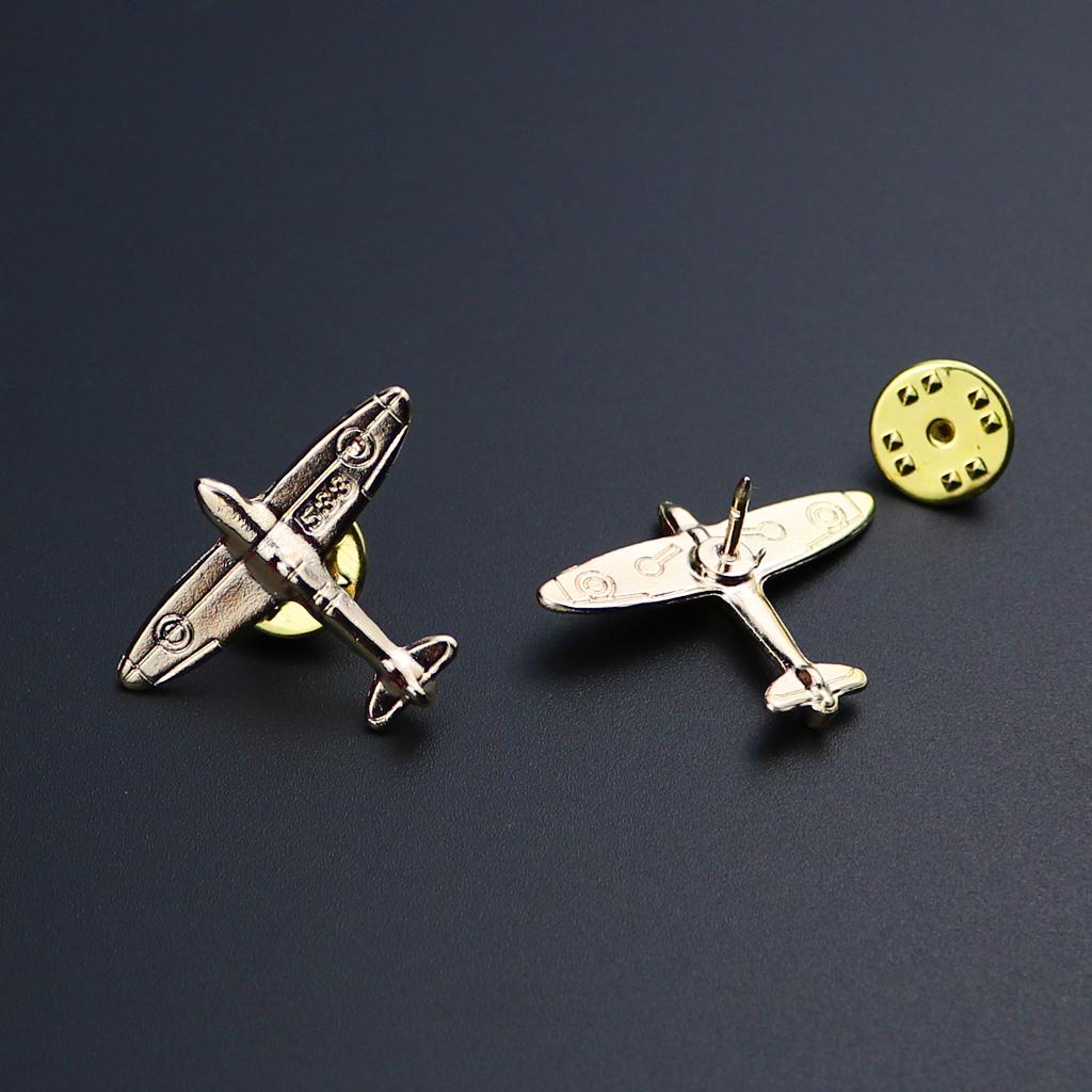 Maxbell 1 Pair of Delicate Airplane Shirt Collar Tips Small Brooches Pin Gold
