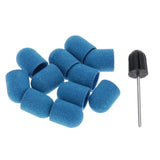 Max 10pcs Manicure DIY Nail Files Sanding Caps/Bands Grinding Mandrel Bit Blue