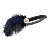 Max Women Headband Feather Headpiece Wedding Party Hair Accessories Black+Blue