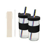 Maxbell Reusable Water Cup Set Drinking Large Capacity 24oz Juice Travel Jar Black