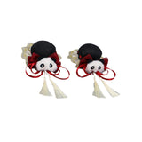 Maxbell 2x Chinese Style Hair Clips Panda Barrette Hanfu Qipao Tassel Snap Hairpins Red