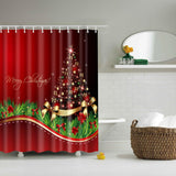 Maxbell Christmas Theme Polyester Shower Curtain with 12 Hooks  Christmas tree #2