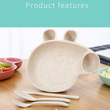 Maxbell Kids Child Plate Flatware Set Spoon Chopsticks Dinnerware Tableware Beige