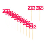 Maxbell 12Pcs 2023 Cupcake Topper Glitter for Party Decor Birthday Theme Supplies Red