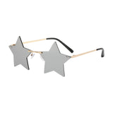Maxbell Star Shape Sunglasses Holiday Prom Beach Pentagram Rimless Glasses Gray