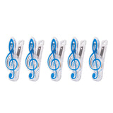 Maxbell 5 Pieces Music Note Clip Music Book Page Plastic Music Stataionary Blue