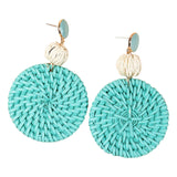 Maxbell Rattan Earrings Straw Wicker Braid Woven Bohemian Earrings for Women Girls Blue Green