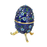 Maxbell Sparkling Egg Trinket Box Earring Holder Case for Easter Anniversary Party Blue