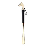 Maxbell Long Metal Shoe Horn with Wood Handle Alloy Horse Head 32cm/2.6inch Black