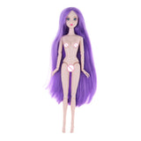 Maxbell Girl 14 Jointed Movable Nude Doll Body Parts 1/6 BJD Doll Toys (Purple Hair)