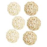 Maxbell 6Pcs 6cm Wicker Rattan Vine Ball DIY Ornaments Crafts  white  natural mixed