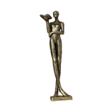 Maxbell Book Reader Statue Humanoid Figurines for Housewarming Bookshelf Living Room Antique Aureate
