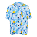 Maxbell Men Hawaiian Stag Beach Hawaii Aloha Shirt Party Summer Shirt L Light blue