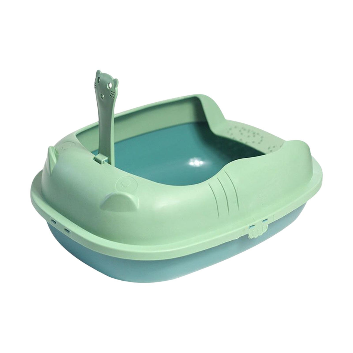 Maxbell Pet Litter Tray Durable Sand Box Container Splashproof Toilet Cat Litter Box Green