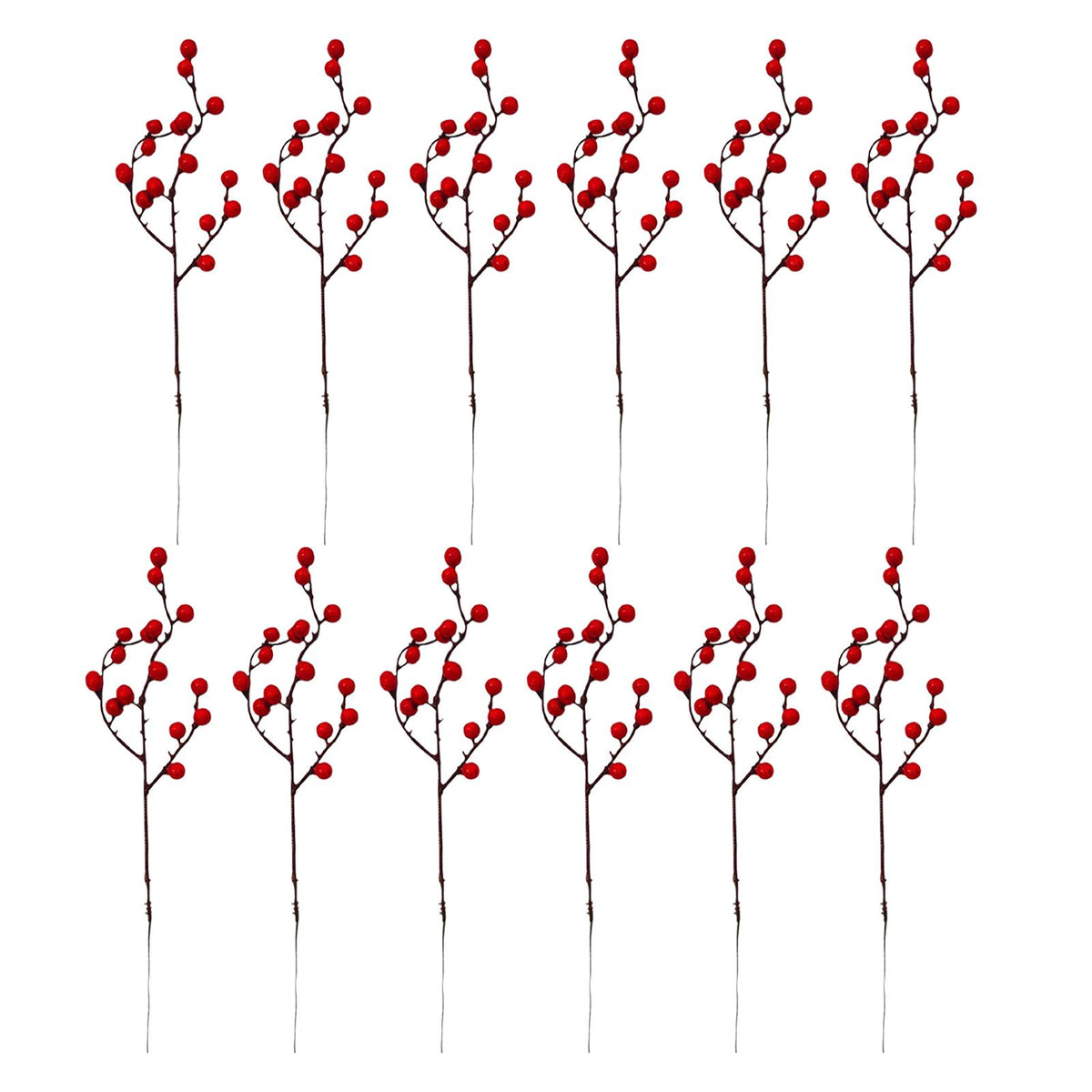 Maxbell Maxbell 12x Christmas Artificial Flower Berries Branches Fruits for Wedding Winter
