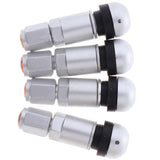 Max 4 Pcs Car Tubeless Wheel Dust Caps Tire Valve Stems Moonlight silver + Black