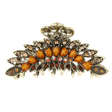 Maxbell Women Large Hair Claw Jaw Clips Metal Rhinestones Crystal Hairpin Brown