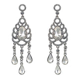 Maxbell Waterdrop Chandelier Rhinestone Dangle Wedding Party Stud Earrings Clear