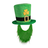 Maxbell ST Patricks day Hat for Adults W/ Beard Costume Yellow Leaf