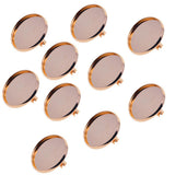 Maxbell 10 Pieces Round Copper Brooch Base Blank Tray 20mm Safety Pins Rose Gold