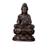Maxbell Maxbell Wood Guan Yin Statue Worship Figurine Feng Shui for Desktop Home Decor Black