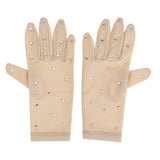 Maxbell Elastic Girls Gloves with Rhinestones for Ice Figure Skating Competition L