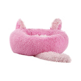 Maxbell Plush Cats Warm House Nonslip Bottom Pet Blanket Bed for Puppy Indoor Cats Pink 70cm