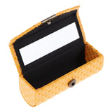 Maxbell PU Leather Single Lipstick Case Holder Storage Box w/Mirror for Purse Yellow