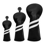 Maxbell 3x Golf Wood Head Cover Headcover with Interchangeable Number Tag Protector Black