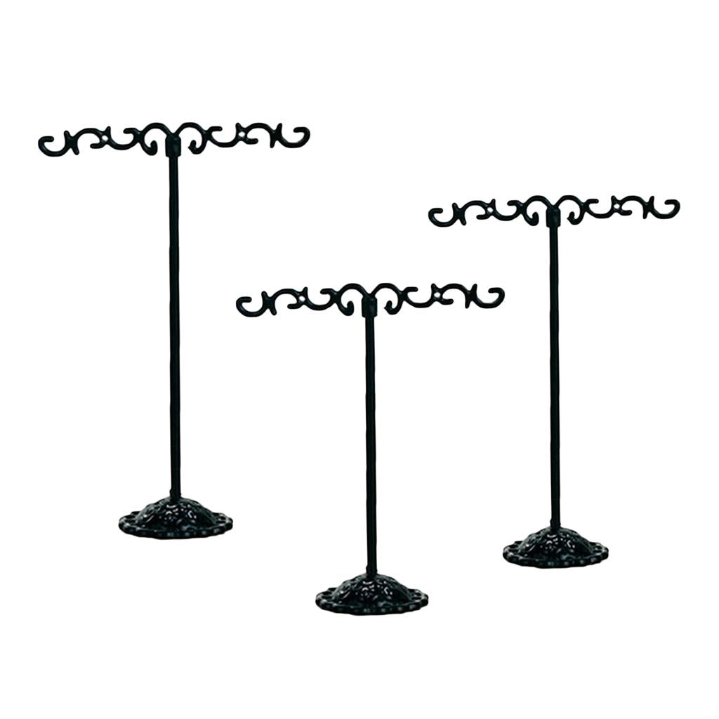 Max 3Pack Metal T Bar Earring Necklace Jewelry Display Stand Rack Holder Set 01